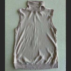 Theory Silk Nude Turtleneck Top